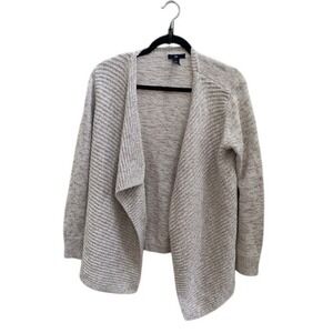 Gap Women's XL Marled Chunky Knit Cardigan Sweater Open Front Beige Cotton Blend